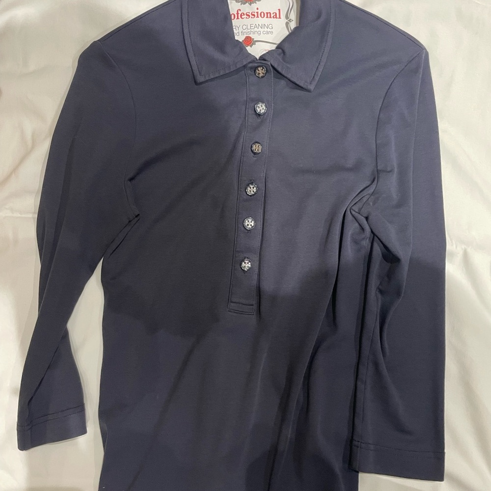 Tory Burch navy long sleeve polo